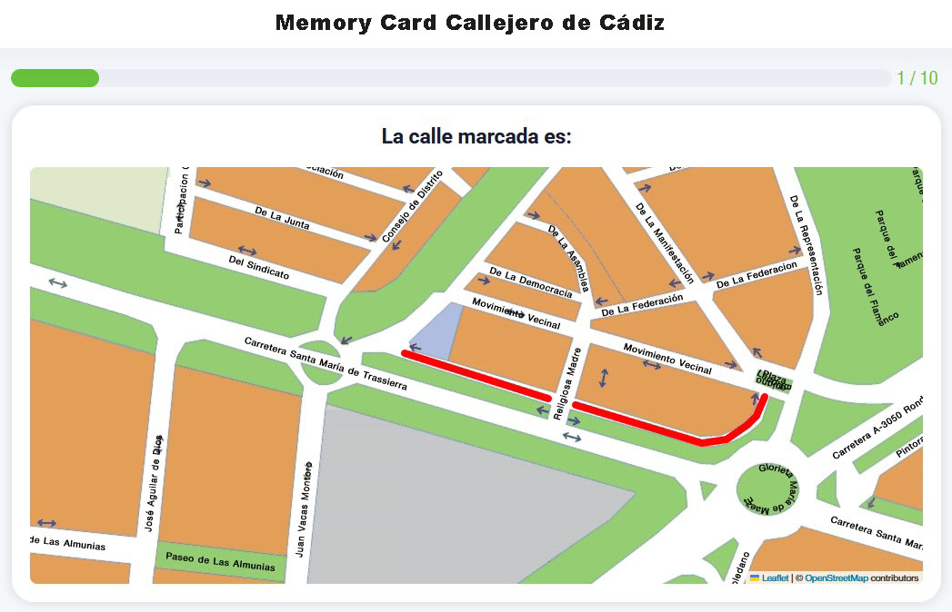 Memory Card Callejero de Cádiz