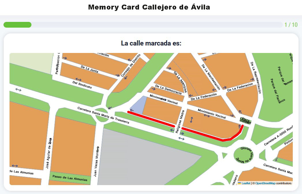 Memory card Callejero de Ávila