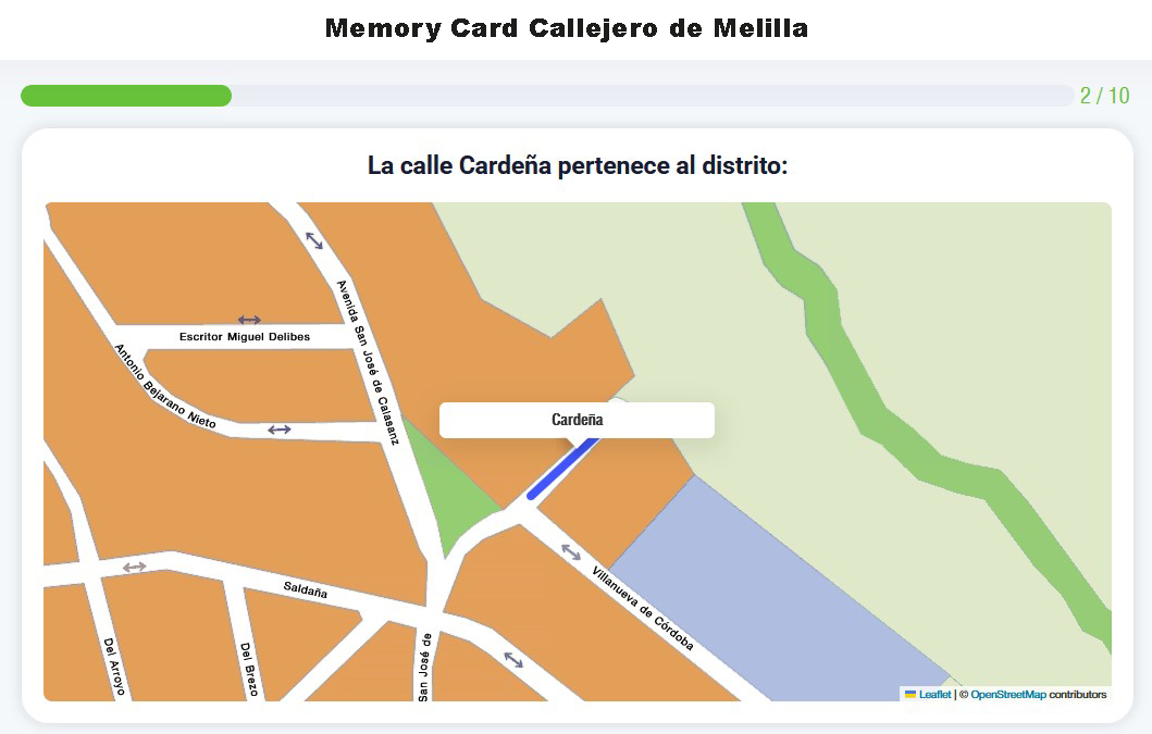 Memory Card Callejero de Melilla