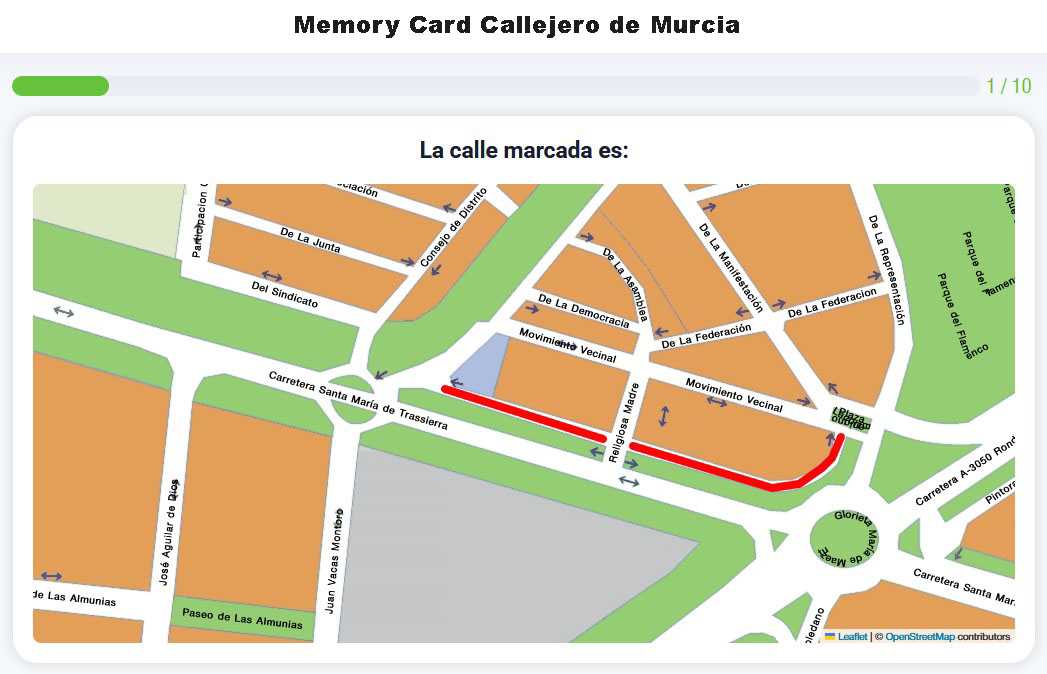Memory Card Callejero de Murcia